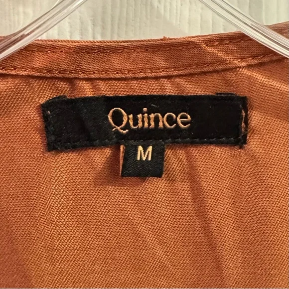 Quince Vintage Wash Tencel Button Front Dress Terracotta M - Picture 2 of 13
